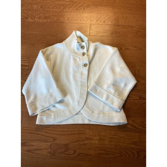 Calvin Klein White Swing Bell Sleeve Cotton/Rabbit Cardigan Sweater Medium - Picture 2 of 6